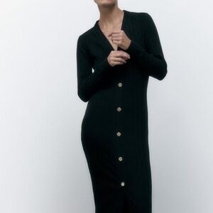 Zara Black Long Sleeve Dress